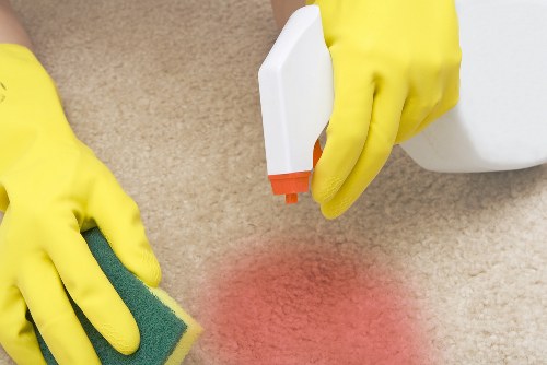 Living room deep cleaning with dusting and vacuuming