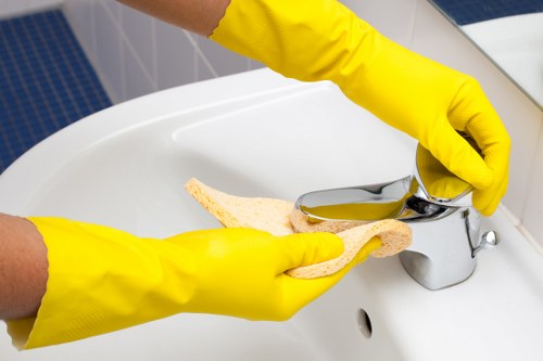 Regular cleaning in an office with organized desks